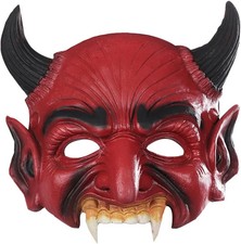KIHOARL Red Demon Mask Halloween Half Face Devil Mask Monster Masquerade Foam Ma picture