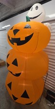 2008 Gemmy 8 ft Pumpkin Stack with Ghost Halloween Inflatable Air Blown Lighted picture