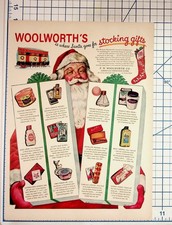 1947 Woolworth's Christmas Santa Stocking Gifts Vintage Magazine Ad Ephemera picture