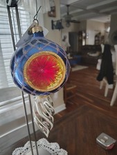 Rare NWT Vintage Christopher Radko Star Reflections Blue spiral Ornament picture
