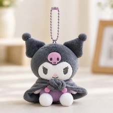 Sanrio Kuromi Cozy Blanket 8cm Plush Keychain Officially Licensed Bag Charm 1PC picture