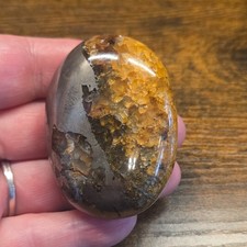 Lions Gate Quartz Palm Stone,  rare find,Golden Healer Quartz and Pyrite,  L#18 picture