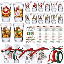 24 Pcs Christmas Party Favors Shot Glasses 1.5oz Holiday Glasses Bulk with He... picture