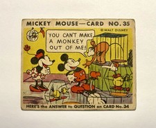 1935 Mickey Mouse Gum Card R89 TYPE 2 - #35 - RARE - Can’t Make A Monkey Out… picture