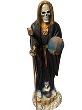 Holy Death Statue.  Black with Gold. Large /Almost 3 ft tall picture
