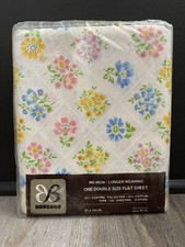 Vtg￼ BIBB Double Flat Sheet Cotton Comfort Floral Print NEW In Packing Target picture