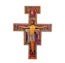 San Damiano Wood 10” Crucifix Cross St Francis of Assisi Crucifijo Madera picture