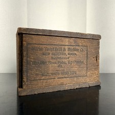 Antique Morse Twist Drill & Machine Co. Wooden Sliding Top Box - New Bedford, MA picture
