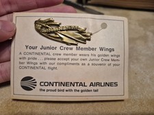 Vintage Continental Airlines Junior Crew Member Wings Pin picture