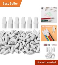120 Pack White Pencil Top Erasers - Latex-Free, Smudge-Free for Clean Erasing picture