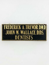 Vintage Antique Hand Painted Wooden Dentist Sign Gold Leaf Lettering Medical picture