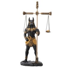 Veronese Design Anubis Weighing Heart Scale Statue Black Gold 13 Inch picture
