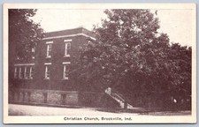 K23/ Brookville Indiana Postcard c1910 Christian Church Building 216 picture