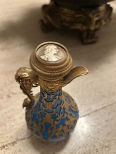 19C French Palais Royal Blue Opaline Perfume Bottle /Cameo Top picture