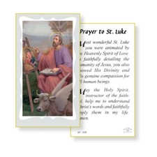 Saint Luke with Prayer to St Luke - Paperstock Holy Card picture