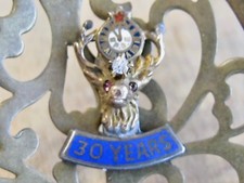 ANTIQUE GOLD SILVER MIXED METAL DIAMOND RUBY BPOE ELKS ENAMEL 30 YEAR LAPEL PIN  picture