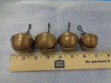 Antique Brass Sleigh Bells Sizes # 7 # 6 # 5.... Lot of 4 picture