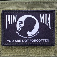 POW MIA Patch Moral Tactical Veteran Military Army USA Made Hook & Loop 3x2 picture