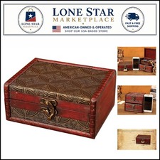 Art Deco Wooden Treasure Box - Lockable Keepsake Case for Jewelry & Trinkets picture