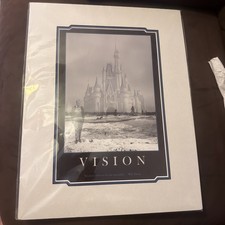 Walt Disney Vision Deluxe Art Print Matted Cinderella Castle With Quote 14x18 picture