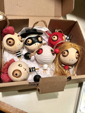 LOT Pier 1 Halloween Ornaments Wooden Crazy Heads picture