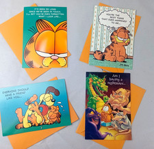 Vintage Garfield Greeting Cards Set Lot of 4 Unused Hallmark Jim Davis Funny picture