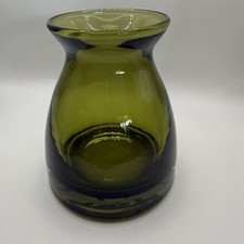 Decorative Green Plump Glass Vase 4 1/2” Tall 2 1/2” Wide Read Description picture