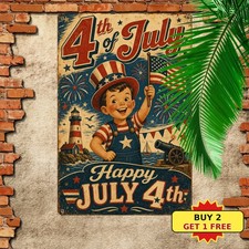 Patriotic Independence Day 4th July US Liberty Celebration Metal Sign 8x12 picture