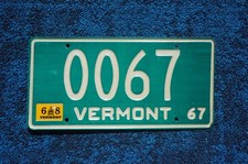 1967 1968 Vermont SAMPLE License Plate picture