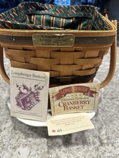 LONGABERGER 1995 Christmas Collection Cranberry Basket W/ Fabric Liner  picture