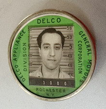 Vtg DELCO APPLIANCE DIVISION WWII-Era EMPLOYEE ID PHOTO BADGE: GM; Rochester NY picture