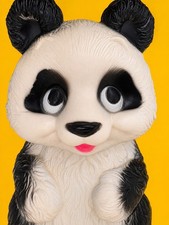 🐼 CUTE Vintage Blow Mold Large Panda Bear Piggy Bank 60s 70s Kitsch Big Eyes picture