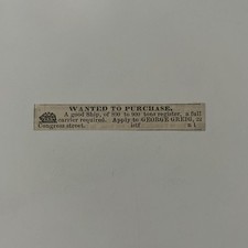George Greig Wanted to Purchase 1860 Boston Clipping TAJ7-S51 picture