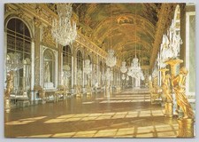Palace of Versailles France Hall of Mirrors Chandeliers Gold Postcard picture