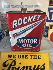 Vintage Metal Two Gallon Rocket Motor Oil Can Original Old picture