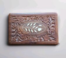 Vintage Hand Carved Wooden Hinged Box For Trinkets, Jewelry or Keepsakes.  picture