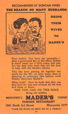 MADER'S FAMOUS RESTAURANT ADVERTISING POSTCARD MILWAUKEE WI WISCONSIN 1930s picture