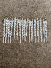 Vintage Iridescent Icicles Ornaments Christmas Lot of 17 Plastic 5” picture