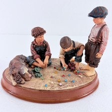 Vanmark Timeless Treasures Wiped Out Jim Daly Figurine Boys Marbles Dog 1988 picture