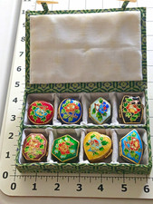 Vintage Smithsonian Cloisonne Trinket Pill Boxes In Original Case Set of 8 picture
