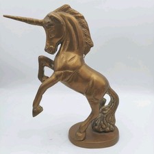 Vintage 1970s Solid Brass Unicorn Figurine Mythical Collectible Made in Taiwan picture