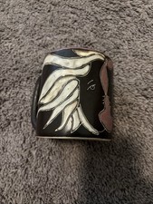 Vintage Mara Handmade Stoneware Mug Two Faces Coffee Cup Mexico 16oz Signed picture