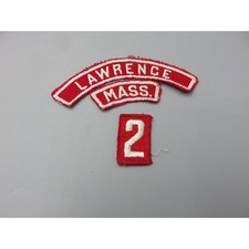 Vintage Boy Scout  Lawrence Massachusetts #2 Half Strip Patch Set Red White picture