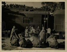 Press Photo Railroad Train and Camels at Coachella Desert in Los Angeles picture
