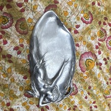 Silver Metal Tray Platter with Reclining Nude Figure Artistic Design picture