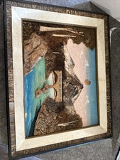 Vintage Japan 3D Bark Art Shadow Box Mt Fuji Landscape Diorama Made in Japan picture