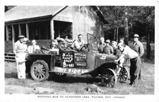 RPPC Plevna Ontario Canada Morning Bus To Schooner Lake 1930s Photo Postcard picture