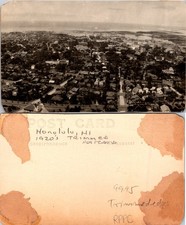 Honolulu HI 1920's Trimmed Postcard, Black White Aerial View RPPC Postcard 72249 picture