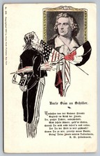 Uncle Sam & Schiller Portrait German US American Patriotic 1905 Franz Huld PC picture