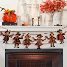 Vintage Halloween Decor Wood Banner 6pcs Vintage Halloween Bunting Decorations W picture